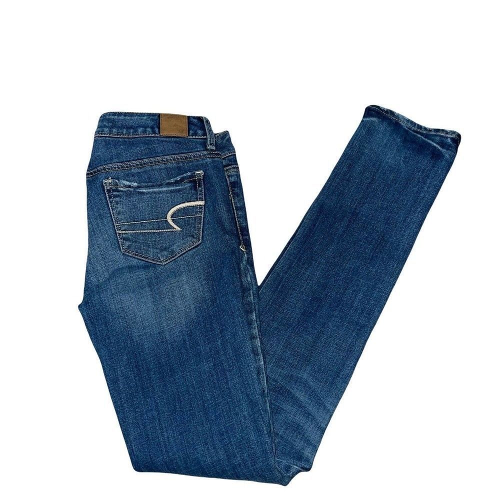 American Eagle Stretch Skinny Jeans Size 2 Low Rise Medium Wash Denim
